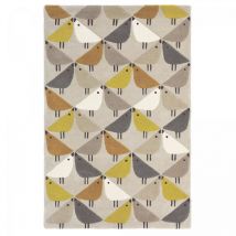 Scion - Tapis salon et chambre en laine 140x200 gris et jaune fait à la main