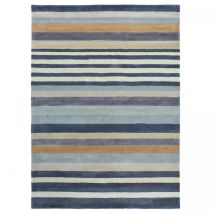 Harlequin - Tapis salon et chambre en laine 140x200 gris et bleu marine fait à la main