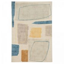 Tapis salon et chambre en laine 200x280 beige et jaune fait à la main