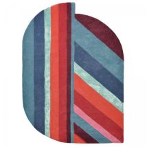 Sahara - Tapis Salon Et Chambre En Laine 250x350 Bleu Et Rouge Fait À La Main