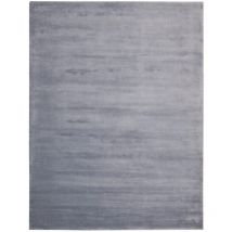 Tapis salon et chambre en viscose 235x330 gris clair fait main motif uni lunar 2