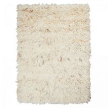 Impalo - Tapis shaggy 160x230 crème fait main en laine rectangle motif uni flokato