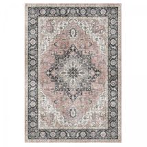 Dezenco - Tapis Salon Et Chambre 120x160 Rose Et Gris Rectangle Tissé Motif Oriental Vivace 3