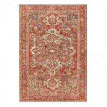 Dezenco - Tapis salon et chambre 200x290 orange rectangle tissé motif oriental vivace 4