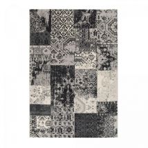 Unamourdetapis - Tapis salon et chambre 160x230 gris et noir rectangle tissé motif géométrique lumin 6