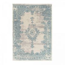 Unamourdetapis - Tapis salon et chambre 160x230 crème et bleu rectangle tissé motif oriental lumin 2