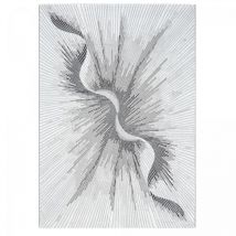 Dezenco - Tapis salon et chambre 200x290 gris et crème rectangle tissé motif abstrait lumos