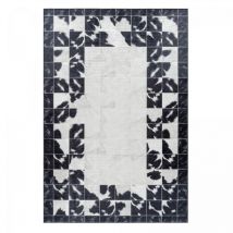 Tapis Salon Et Chambre 140x200 Noir Et Crème Rectangle Tissé Motif Fresque Noatak