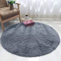 Jn.songs - Tapis Salon Rond Shaggy Moderne Tapis Fourrure Tapis à Poils Longs Moelleux 100CM - Gris