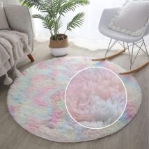 Jn.songs - Tapis Salon Rond Shaggy Moderne Tapis Fourrure Tapis à Poils Longs Moelleux 80CM - Coloré