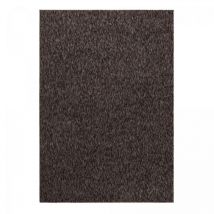 Dezenco - Tapis Salon Et Chambre Ø160cm Marron Rond Tissé Motif Uni Sakrda