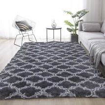 Basetbl - Tapis Salon Shaggy 160x230cm Gris Avec Motif - Descente De Lit Tapis Poils Longs Tapis Doux Pour Salon Chambre Gris Et Blanc Gris