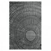 Tapis salon et chambre 160x230 gris et noir rectangle tissé motif géométrique TOSCANA