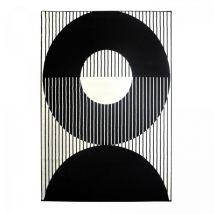 Tapis salon et chambre 160x225 noir et blanc rectangle tissé motif géométrique VINILO