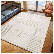 Allotapis - Tapis scandinave effet 3D graphique Taro Crème 160x230