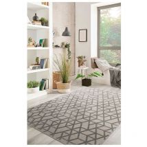 Vivabita - Tapis scandinave laine et viscose géométrique Boubou Gris 160x230