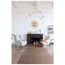 Vivabita - Tapis scandinave laine et viscose géométrique Boubou Rouge 280x380