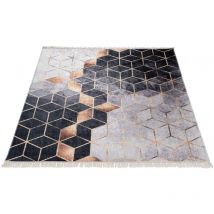 Tapis scandinave plat lavable en machine graphique Semara Multicolore 80x150