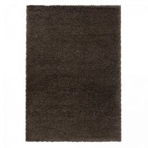 Jadorel - Tapis longs poils shaggy 200x290 marron tissé rectangle motif uni uni b