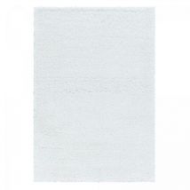 Jadorel - Tapis poils longs shaggy Ø80cm blanc tissé rond motif uni uni b