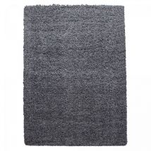 Jadorel - Tapis poils longs shaggy 65x130 gris tissé rectangle motif uni uni c