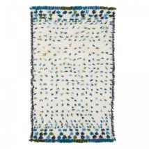 Designers Guild - Tapis shaggy 200x300 crème et bleu fait main en laine rectangle motif géométrique cobalt
