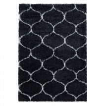 Jadorel - Tapis shaggy 60x110 noir et blanc tissé rectangle motif scandinave scandinav a