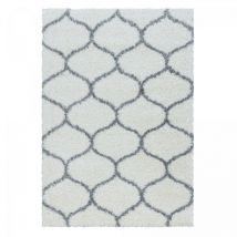 Jadorel - Tapis shaggy Ø200cm crème tissé rond motif scandinave scandinav a