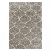 Jadorel - Tapis shaggy 200x290 beige et crème tissé rectangle motif scandinave scandinav a