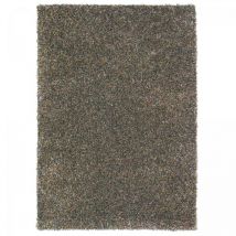 Brink&campman - Tapis shaggy 140x200 moutarde et marron tufté en laine rectangle motif faux uni flamenco