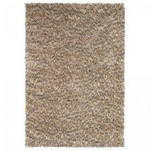 Brink&campman - Tapis shaggy 140x200 crème tissé en laine rectangle motif faux uni rocks