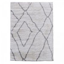 Jadorel - Tapis longs poils shaggy 240x320 crème tissé rectangle motif berbère doux 6