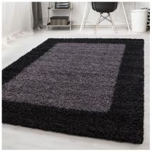 Allotapis - Tapis shaggy contemporain rectangle Ximoz Anthracite 80x250