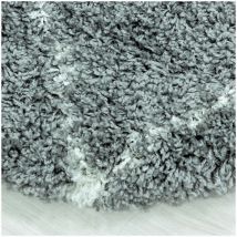 Allotapis - Tapis shaggy design rond géométrique Chantecler Gris ø 80