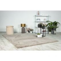 Hellocarpet - Tapis shaggy doux rectangle uni Windsor Beige 80x150