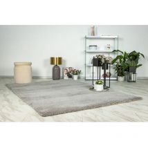 Hellocarpet - Tapis shaggy doux rectangle uni Windsor Argenté 160x230