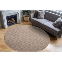 Deladeco - Tapis shaggy doux relief moderne Elan Taupe 200x200
