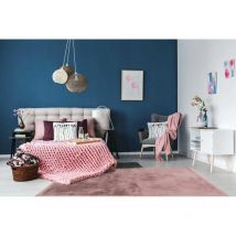 Lalee - Tapis shaggy en polyester doux uni Heaven Rose ø 120