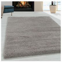 Allotapis - Tapis shaggy moelleux uni rectangle Cloudy Beige 80x150