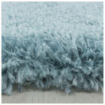 Allotapis - Tapis shaggy moelleux uni rond Matheo Bleu ø 160