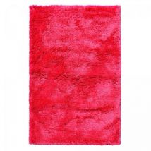 Unamourdetapis - Tapis longs poils shaggy 60x110 fuchsia fait main rectangle motif uni luxe