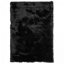 Unamourdetapis - Tapis shaggy 120x180 noir fait main rectangle motif uni sg fin