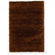 Unamourdetapis - Tapis shaggy 90x160 marron fait main rectangle motif uni malaidory