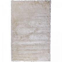 Unamourdetapis - Tapis shaggy 60x110 beige fait main rectangle motif uni sg fin