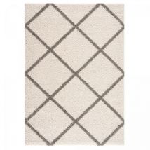 Unamourdetapis - Tapis longs poils shaggy 120x170 crème tissé rectangle motif scandinave sg madrag