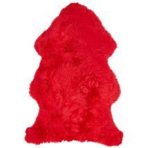 Unamourdetapis - Tapis peau de mouton longs poils shaggy 60x95 rouge en laine shepherd