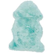 Unamourdetapis - Tapis peau de mouton longs poils shaggy 60x95 turquoise en laine shepherd