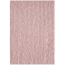 Sanat Hali - Tapis shaggy 160x230 rose clair tissé rectangle motif uni sg loca