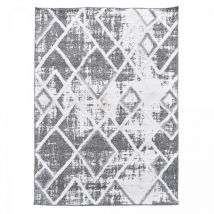 Jadorel - Tapis longs poils shaggy 120x170 gris et blanc tissé rectangle