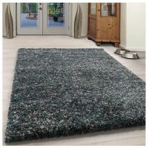 Allotapis - Tapis shaggy rectangle bicolore moderne Benno Bleu 80x150